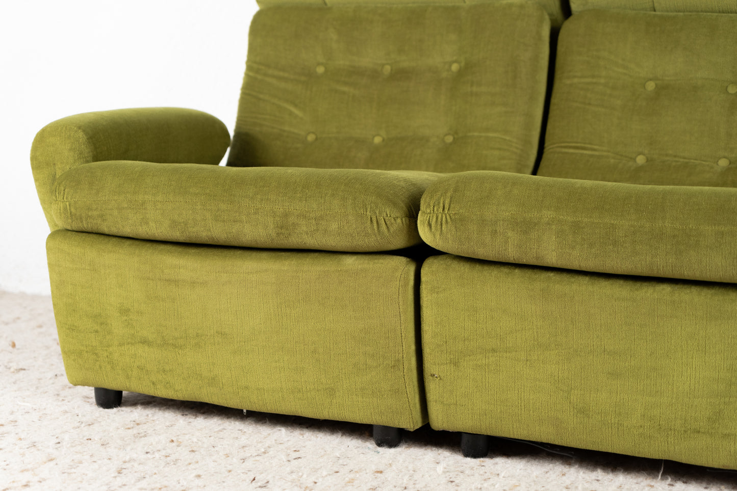 Vintage Sofas 1960er Grün Samt Dreisitzer Retro Mid Century Sessel Couch 60s Modular