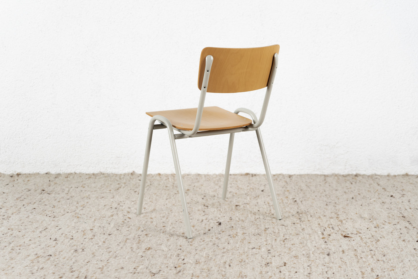 Vintage Stuhl Küche Esstisch Industrial Stapelstuhl Holz Buche Metall Schul