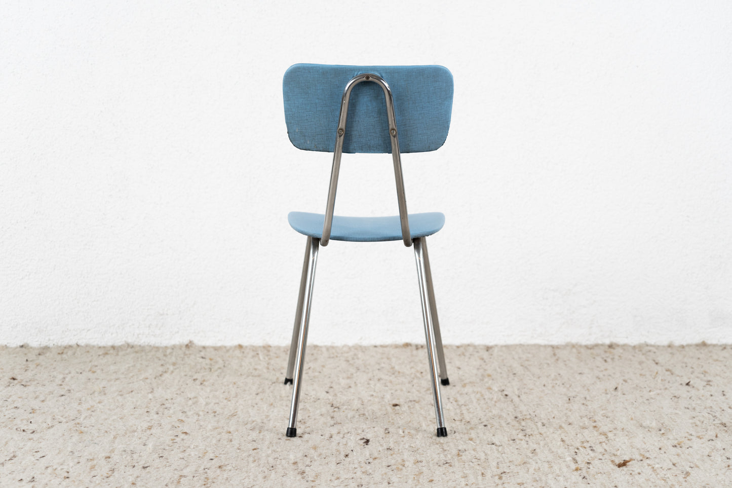 Vintage Stuhl Chromgestell Blau Küche Esszimmer Schreibtisch Mid Century 60s