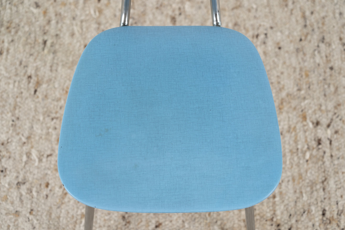 Vintage Stuhl Chromgestell Blau Küche Esszimmer Schreibtisch Mid Century 60s