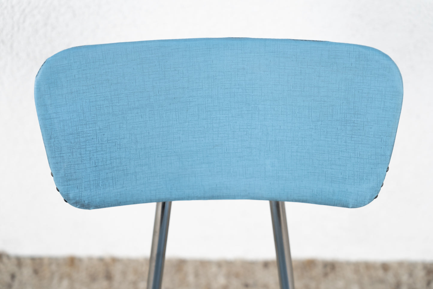 Vintage Stuhl Chromgestell Blau Küche Esszimmer Schreibtisch Mid Century 60s