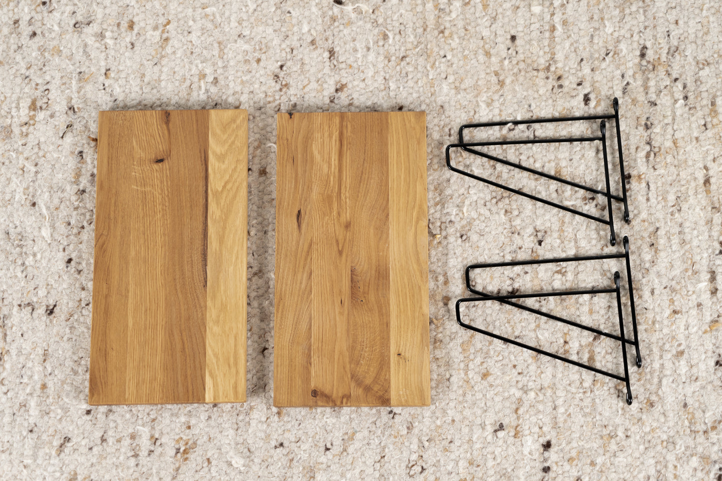 Vintage 2er Set Regal Wandregal Stringregal Holz Eiche Massiv String Bücherregal Ablage