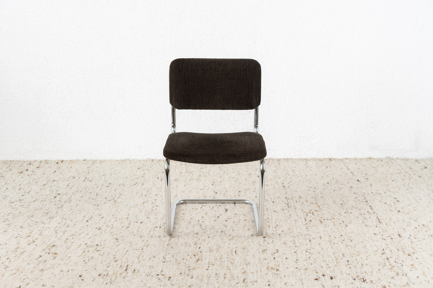 Vintage Freischwinger Stuhl Marcel Breuer Design Mid Century Chrom Esszimmer Polster Braun