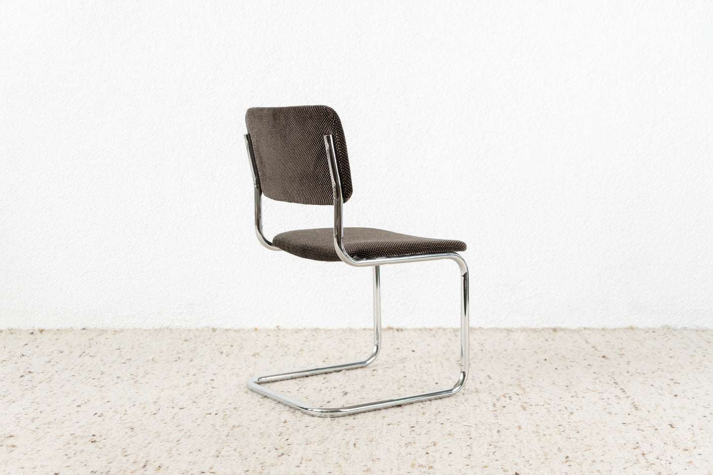 Vintage Freischwinger Stuhl Marcel Breuer Design Mid Century Chrom Esszimmer Polster Braun