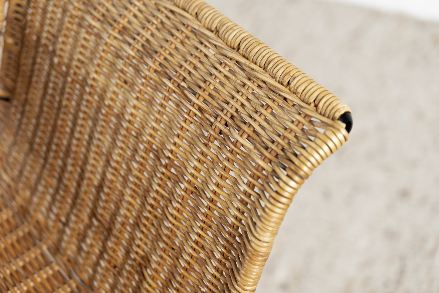 Vintage Basket Chair Stuhl Stühle Sessel Mid Century Rattan Metall Boho Rarität Küche Esszimmer Büro