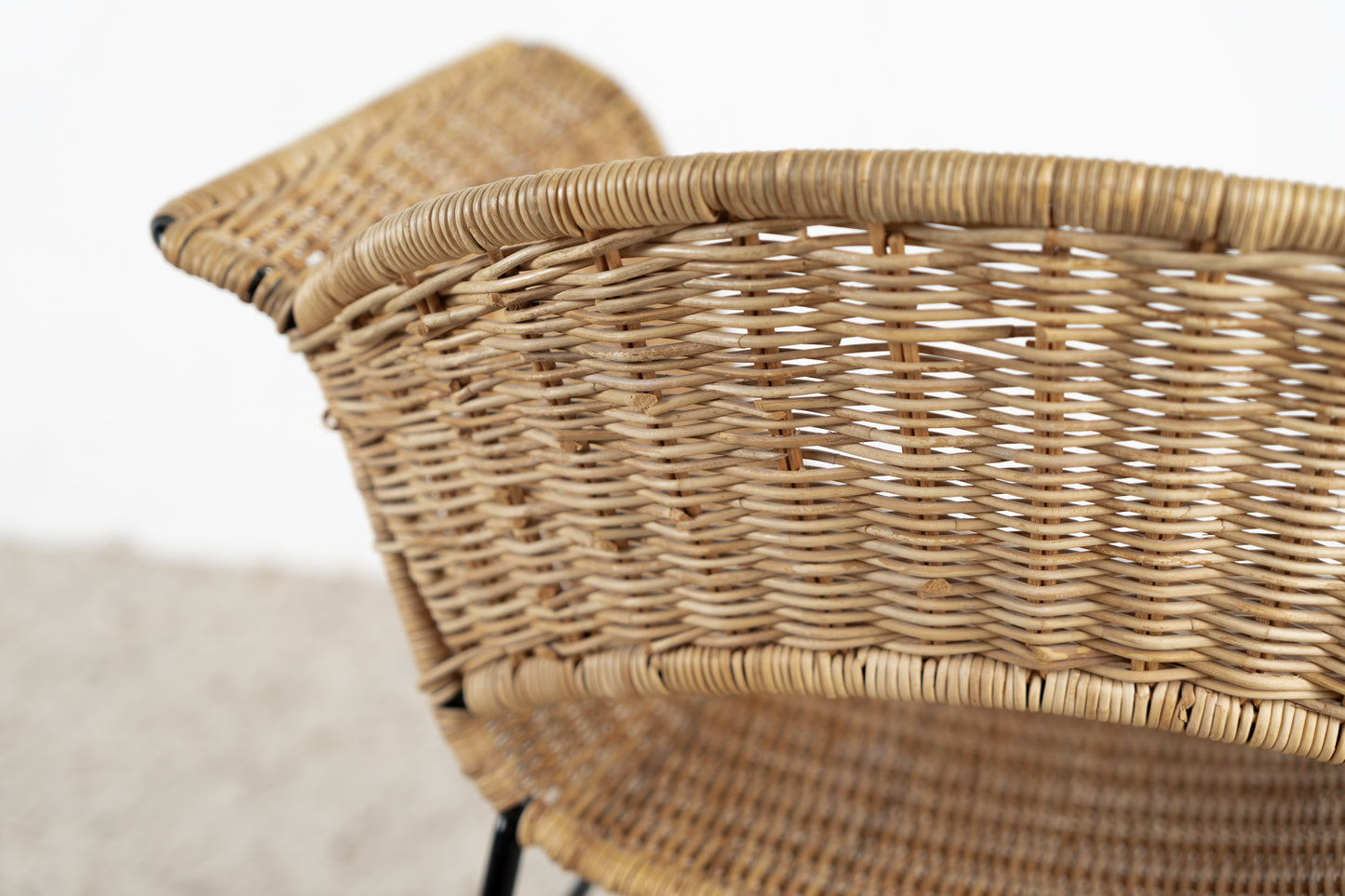 Vintage Basket Chair Stuhl Stühle Sessel Mid Century Rattan Metall Boho Rarität Küche Esszimmer Büro
