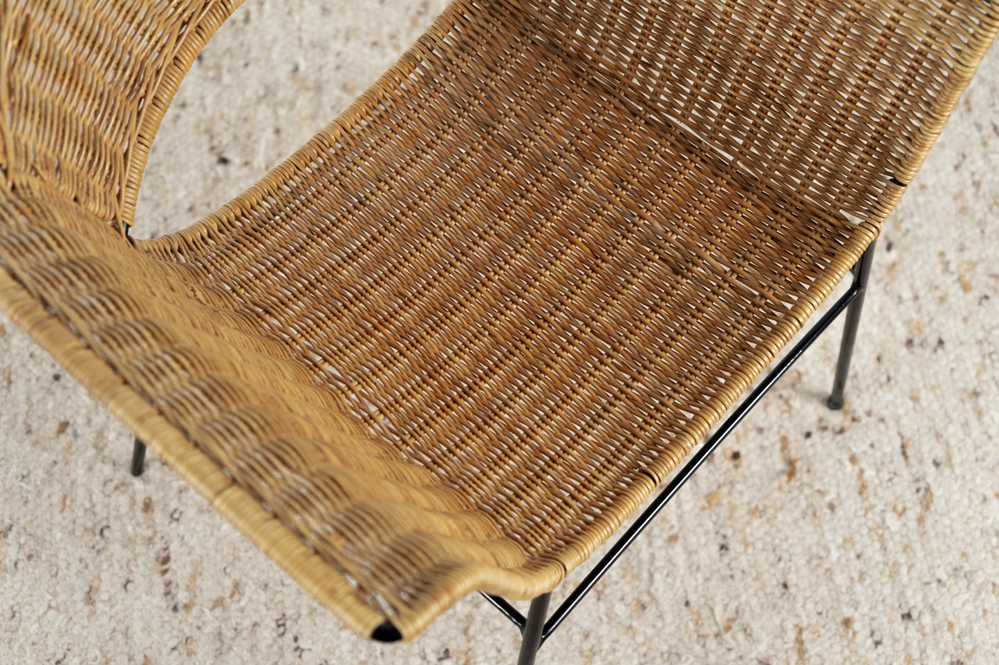 Vintage Basket Chair Stuhl Stühle Sessel Mid Century Rattan Metall Boho Rarität Küche Esszimmer Büro