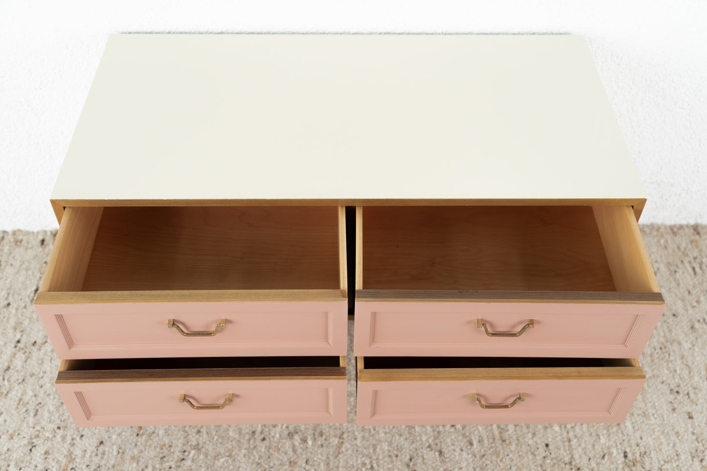 Vintage GERO Sideboard Kommode Mid Century Rosa Creme Gold Schubladen Tv Low Board