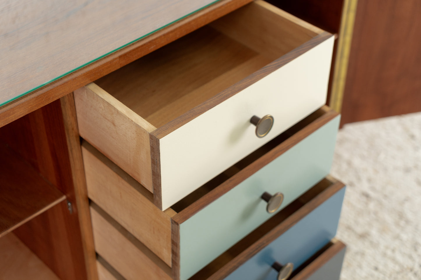 Vintage Sideboard Kommode Schubladen Holz Mid century