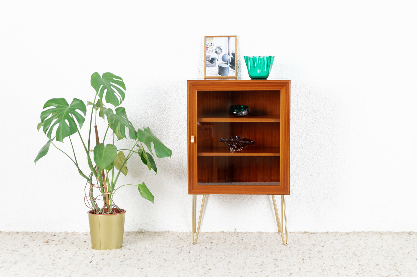Vitrine Kommode Mid Century Holz Nuss