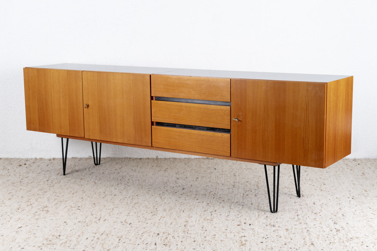 Sideboard Mid Century Teak Holz Schubladen