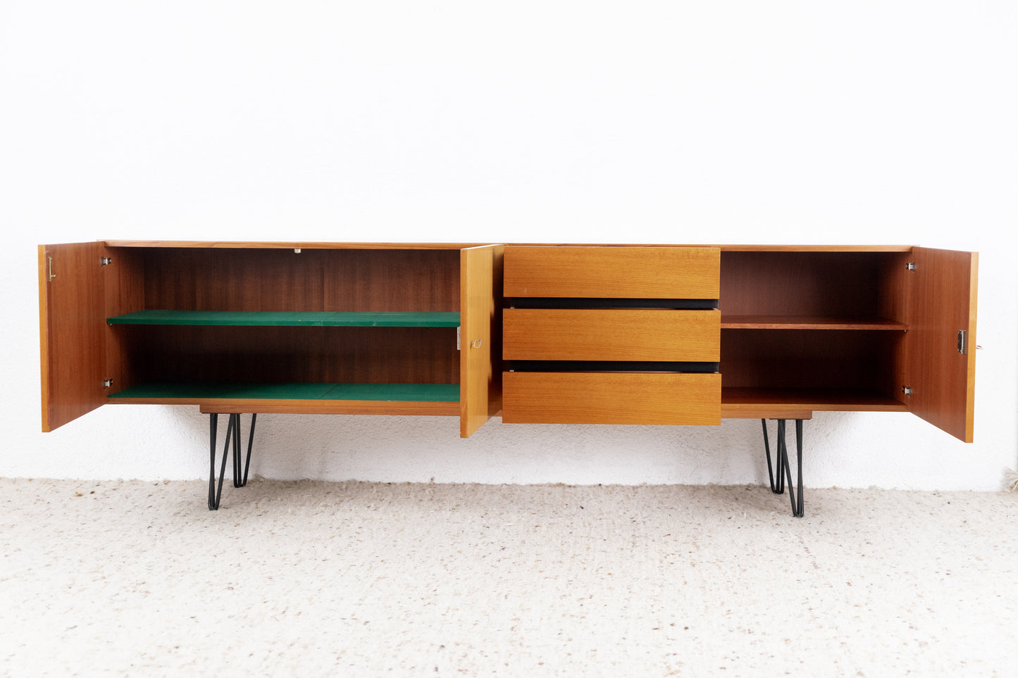 Sideboard Mid Century Teak Holz Schubladen