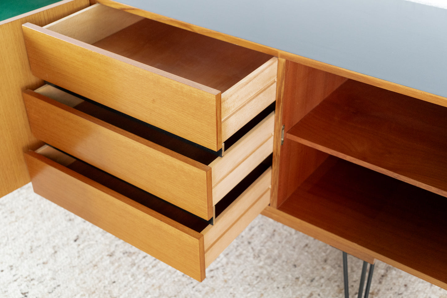 Sideboard Mid Century Teak Holz Schubladen