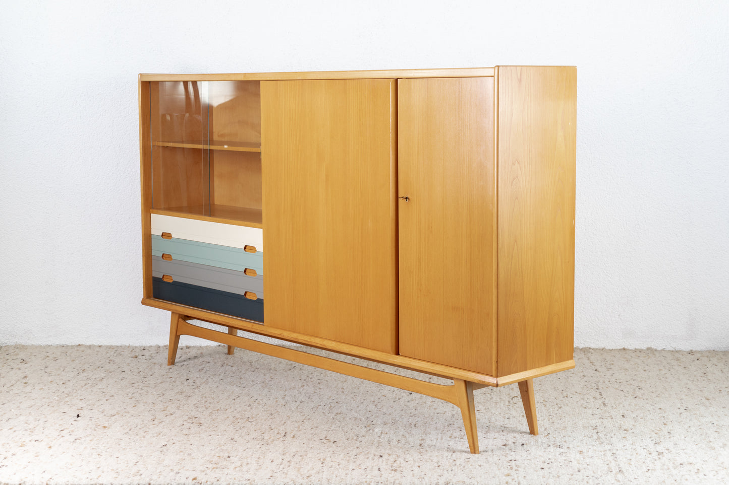 EHD Vintage Highboard Sideboard Rüster Holz Mid Century 60s Schrank Kommode