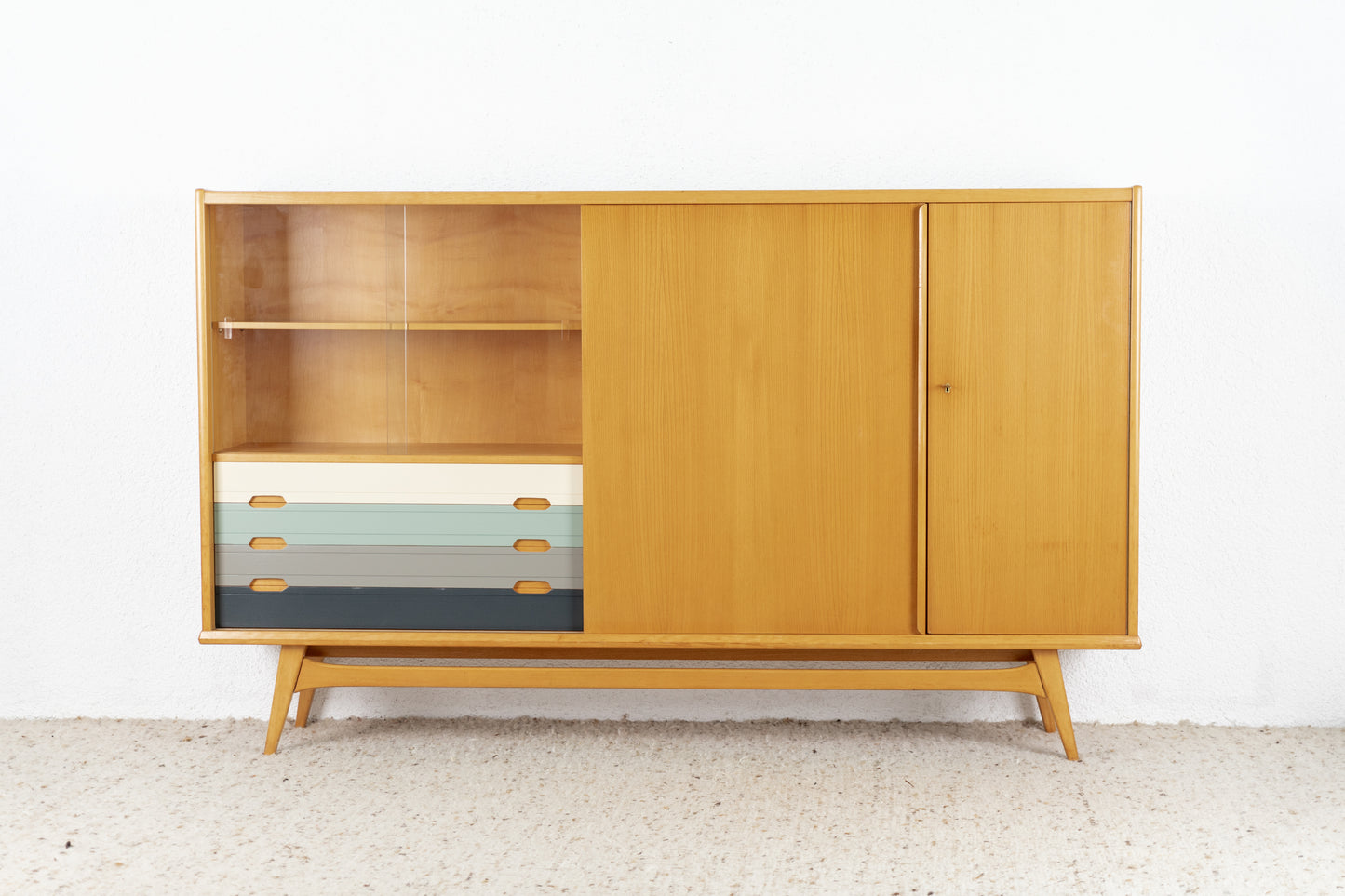 EHD Vintage Highboard Sideboard Rüster Holz Mid Century 60s Schrank Kommode