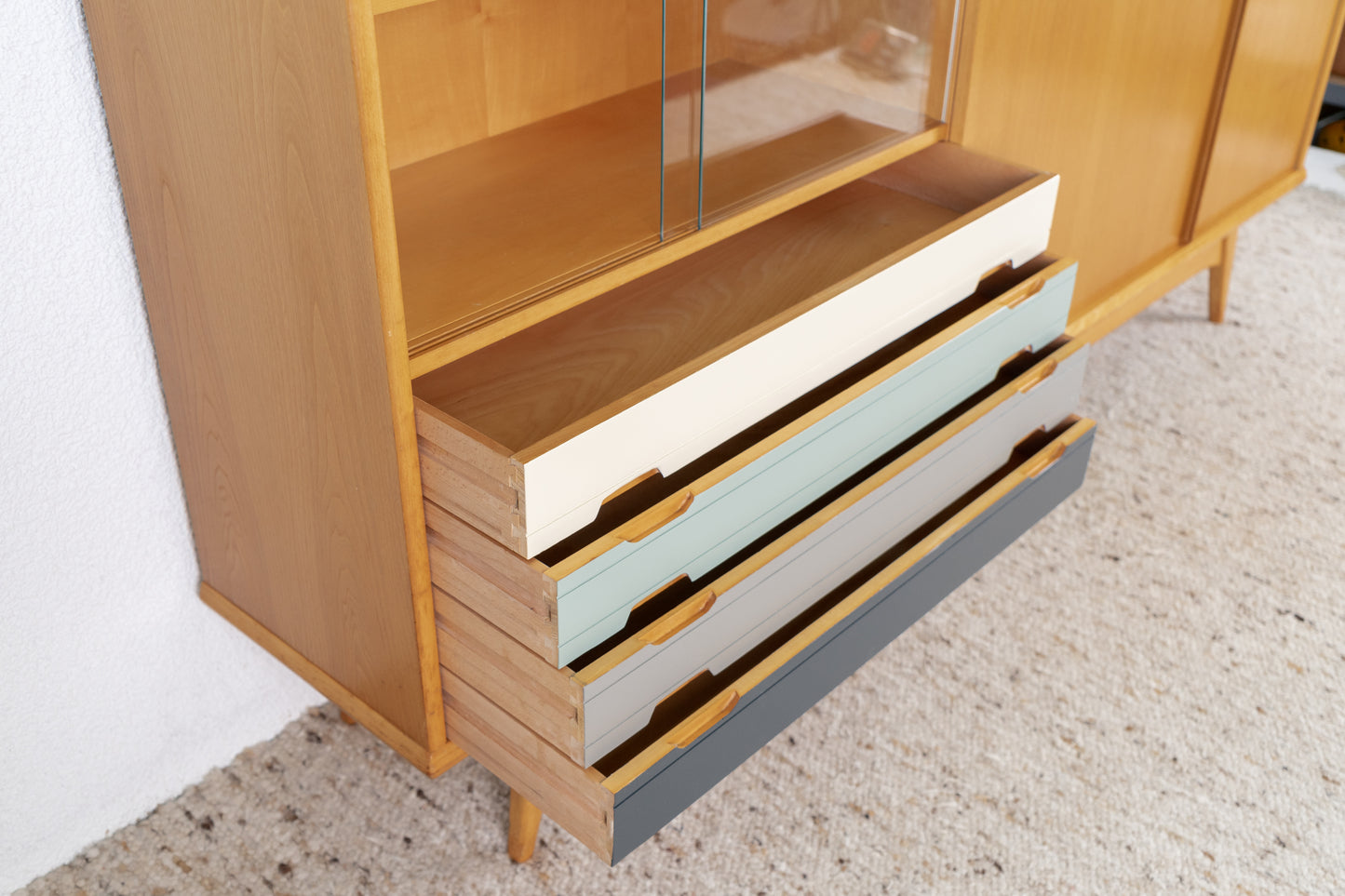 EHD Vintage Highboard Sideboard Rüster Holz Mid Century 60s Schrank Kommode