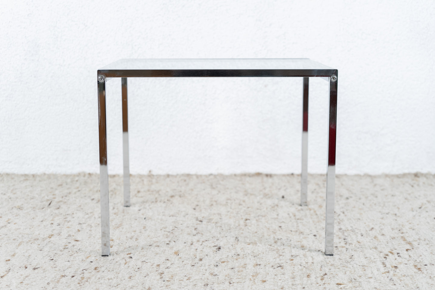 Vintage Couchtisch Beistelltisch Glas Chrom Mid Century