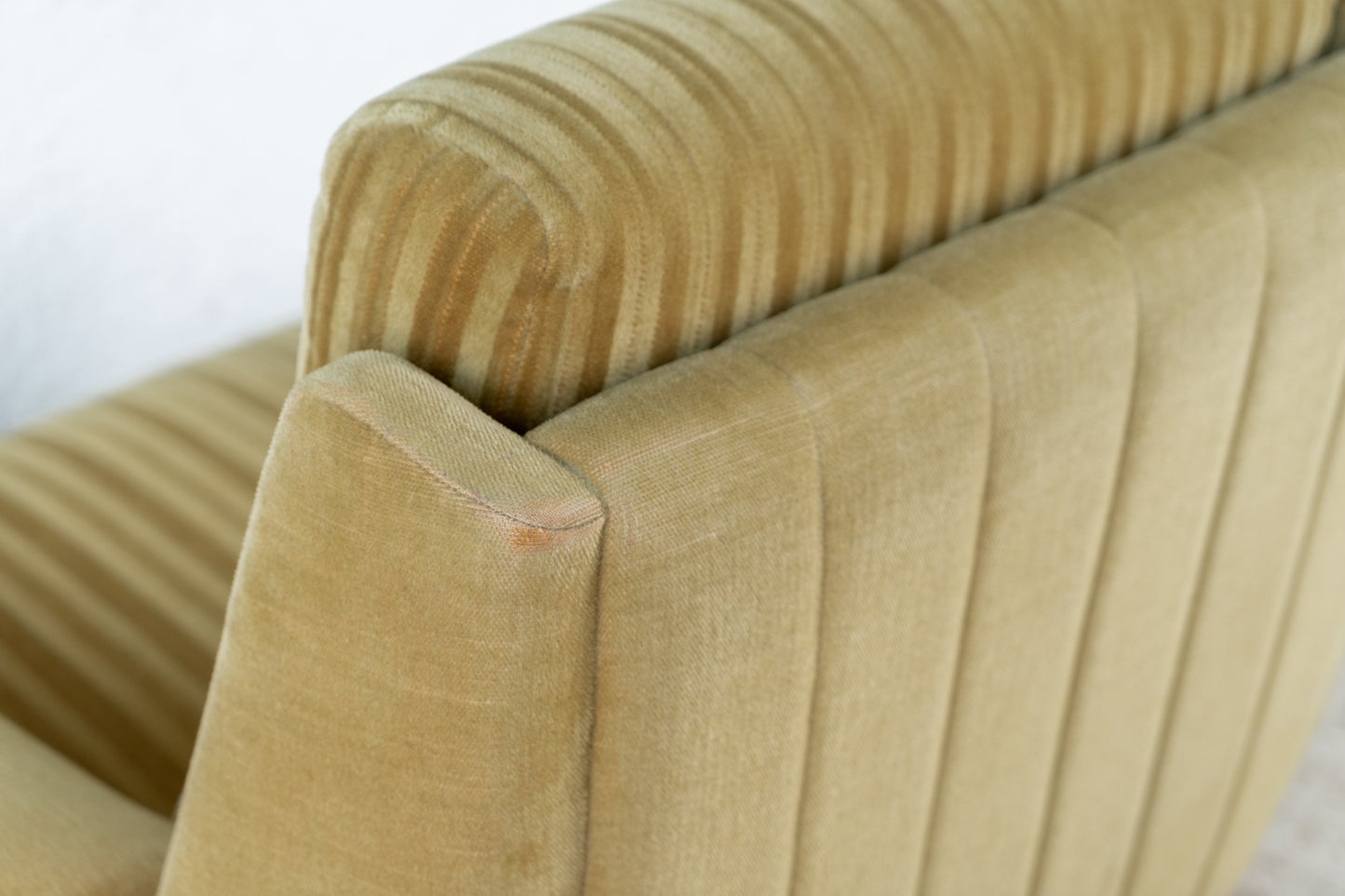Sessel Holzfüße Vintage Samt TV Stuhl Senf Gelb