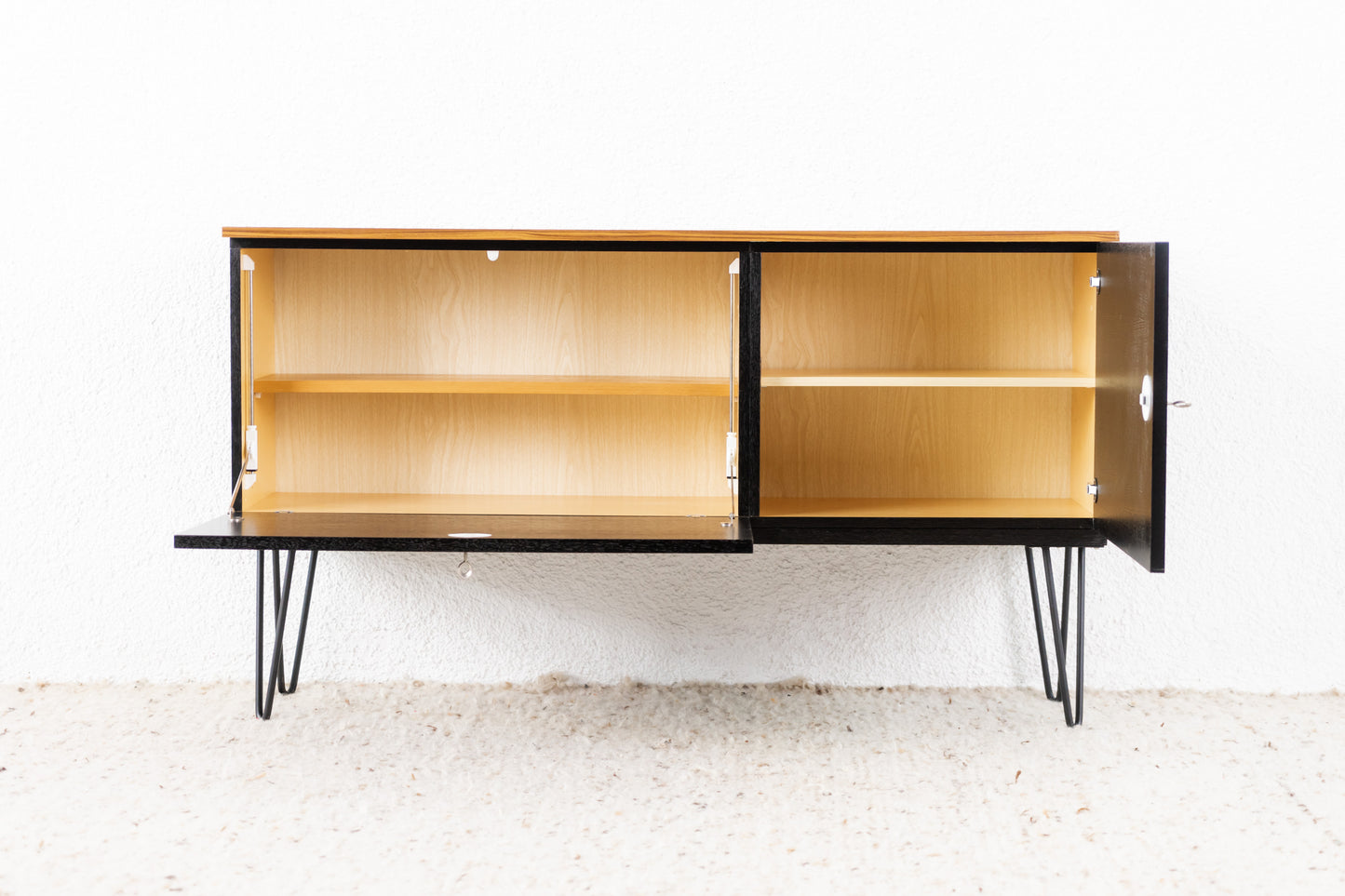 Sideboard Kommode Schwarz Holz Vintage Minibar