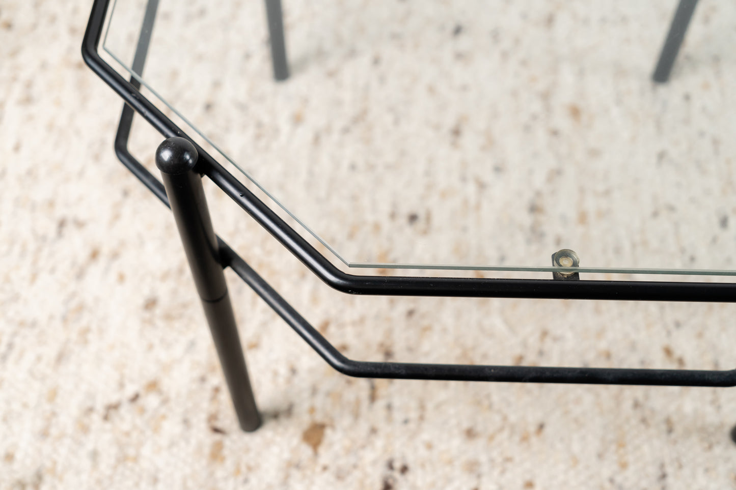 Vintage Couchtisch Glas Schwarz Mid Century Wohnzimmer
