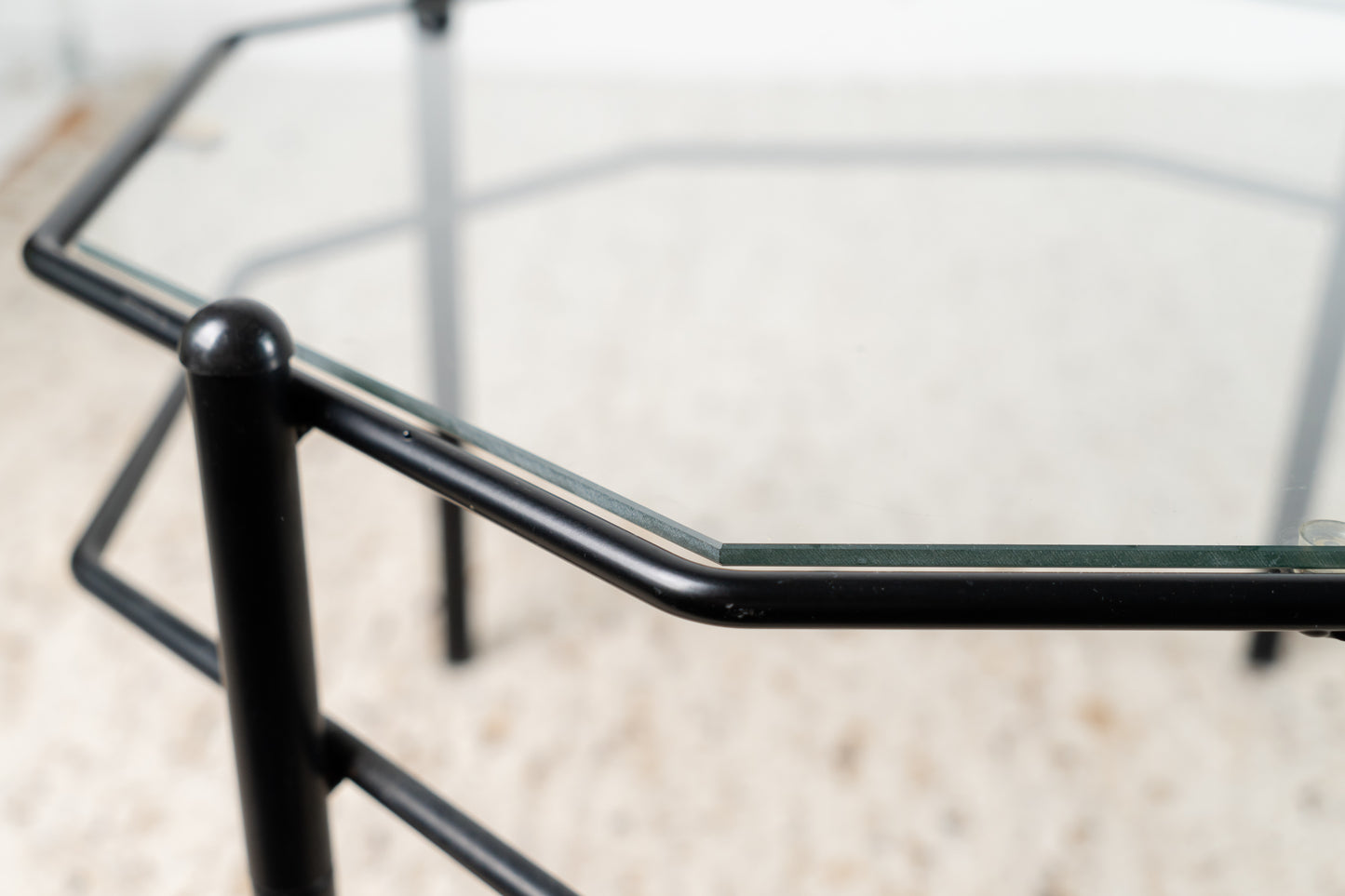 Vintage Couchtisch Glas Schwarz Mid Century Wohnzimmer