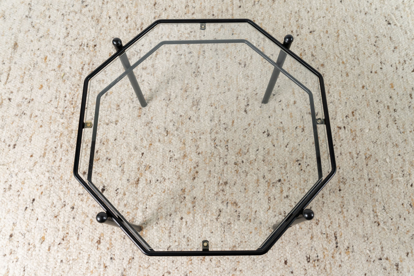 Vintage Couchtisch Glas Schwarz Mid Century Wohnzimmer