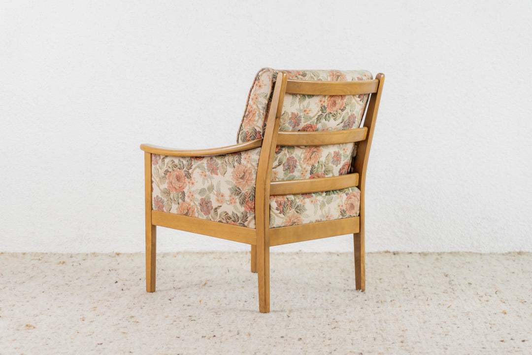 Vintage Sessel Holz Blumen Armchair Stuhl Landhaus