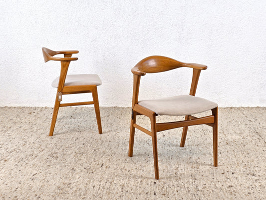 ERIK KIRKEGAARD STUHL 1von2 vintage midcentury Teak esstisch 49b Beige Stoff Holz