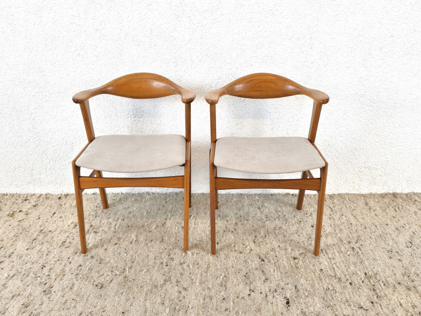 ERIK KIRKEGAARD STUHL 1von2 vintage midcentury Teak esstisch 49b Beige Stoff Holz