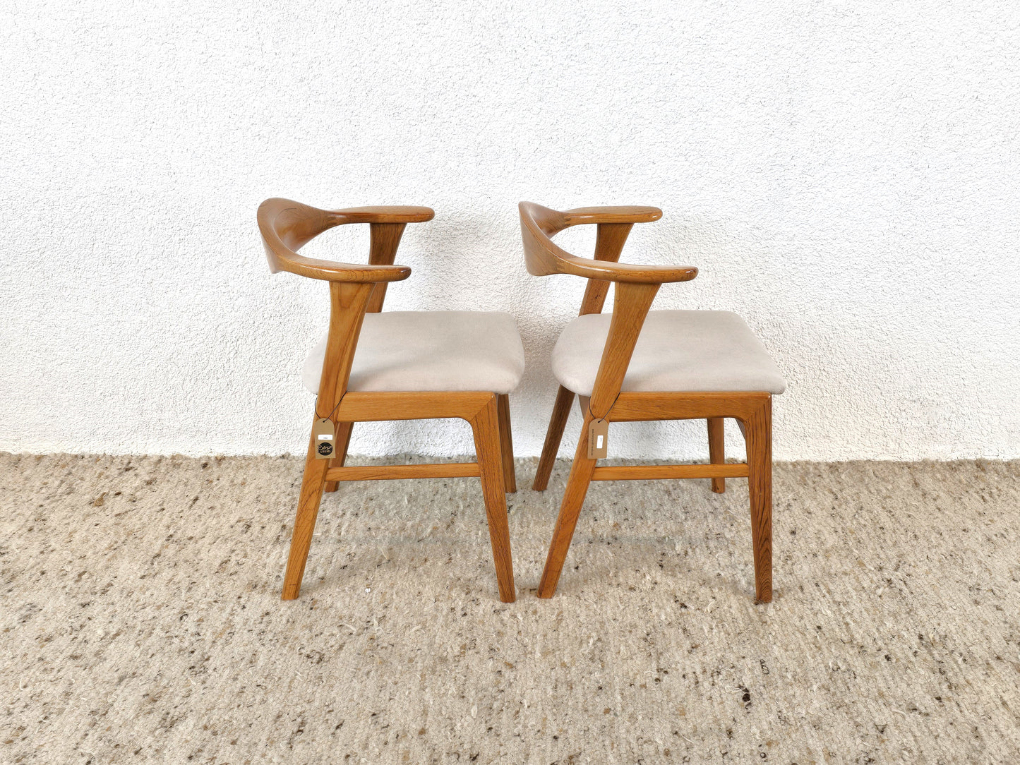 ERIK KIRKEGAARD STUHL 1von2 vintage midcentury Teak esstisch 49b Beige Stoff Holz