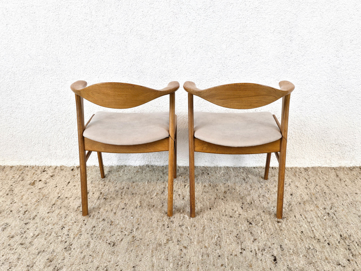 ERIK KIRKEGAARD STUHL 1von2 vintage midcentury Teak esstisch 49b Beige Stoff Holz