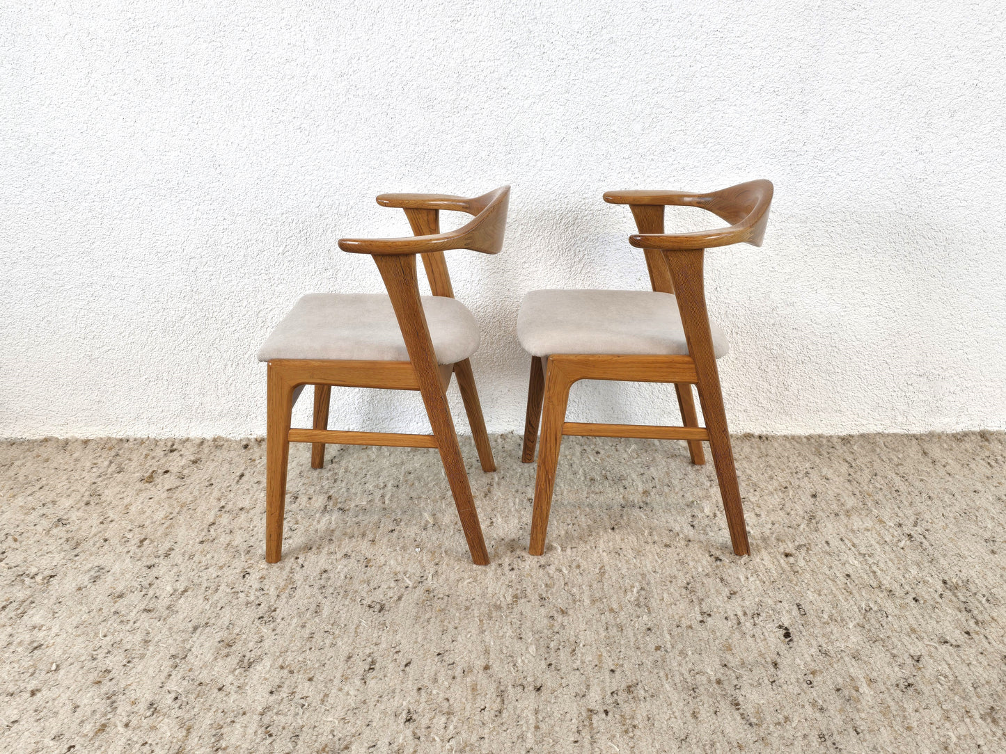 ERIK KIRKEGAARD STUHL 1von2 vintage midcentury Teak esstisch 49b Beige Stoff Holz