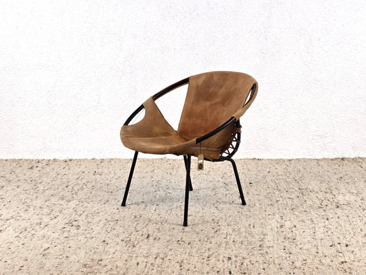 BALLOON CHAIR sessel leder midcentury vintage stuhl hans olsen