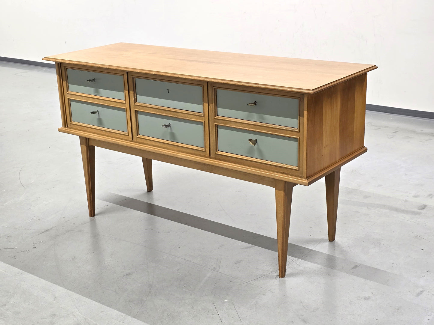 MID CENTURY SIDEBOARD nuss holz kommode tv schubladen vintage 1950er