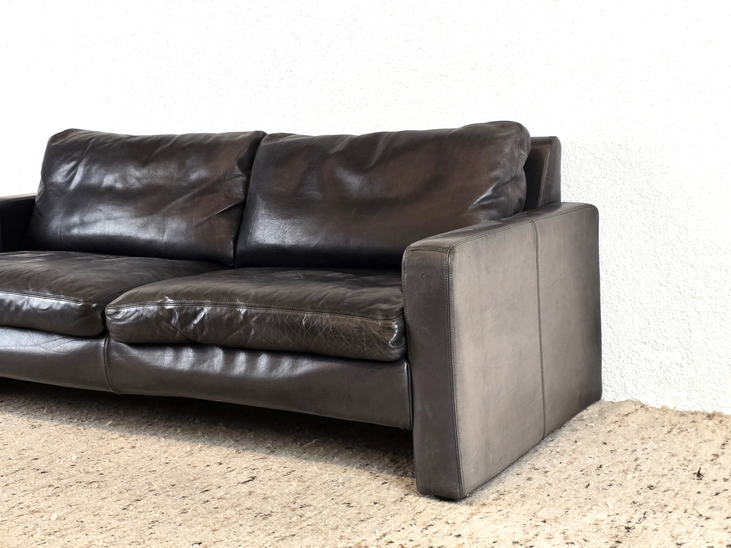 COR CONSETA COUCH Leder Sofa Schwarz vintage Patina Sessel Garnitur