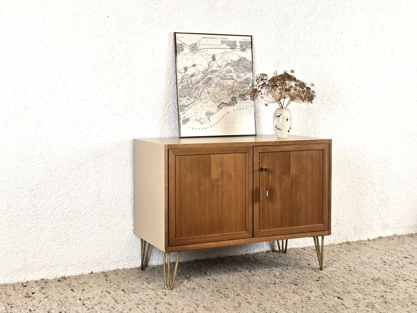 VINTAGE KOMMODE sideboard schrank kleider retro boho sand beige holz