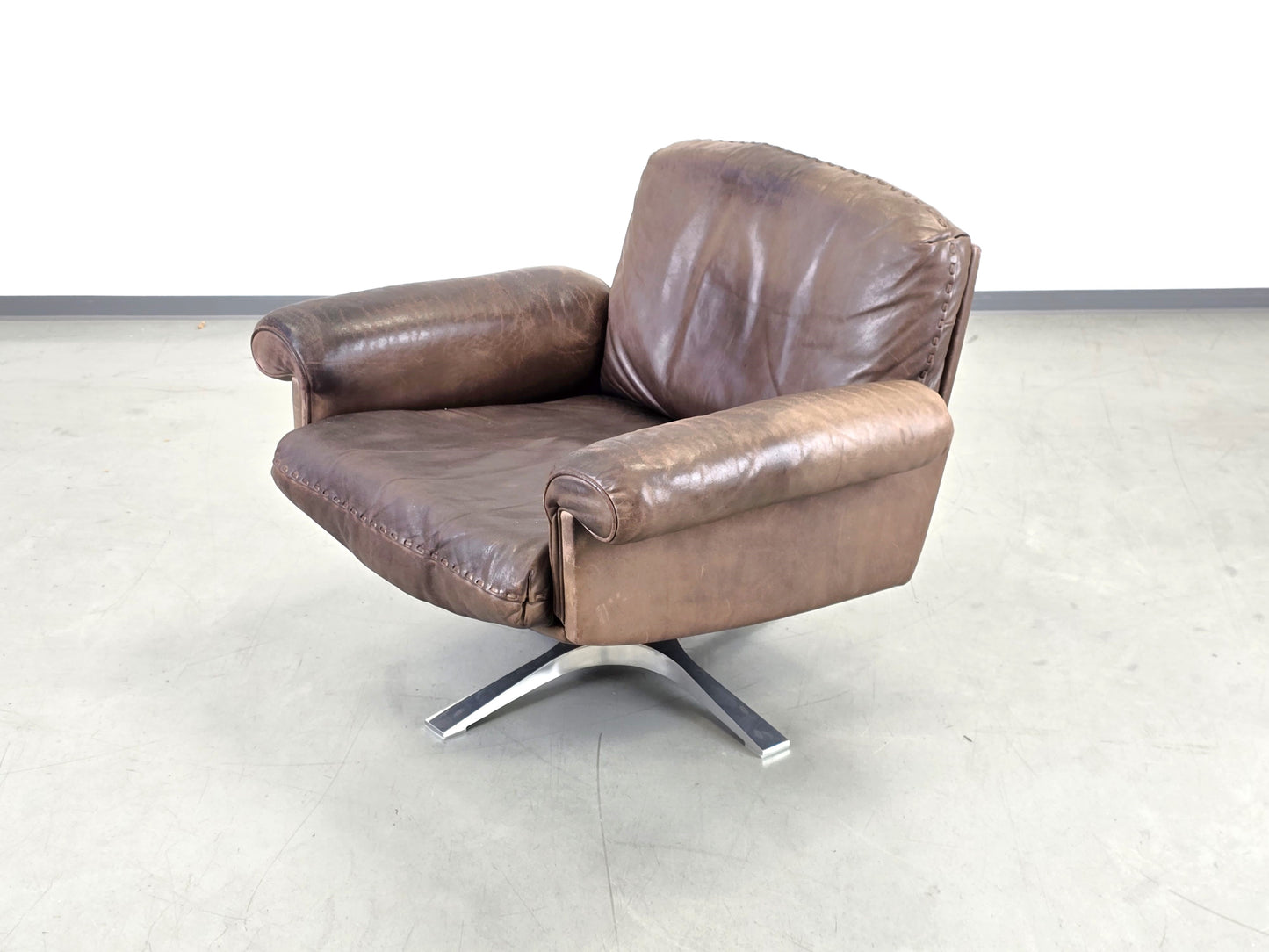 DE SEDE SESSEL ds31 leder metall chrom tv stuhl relax ds35 braun