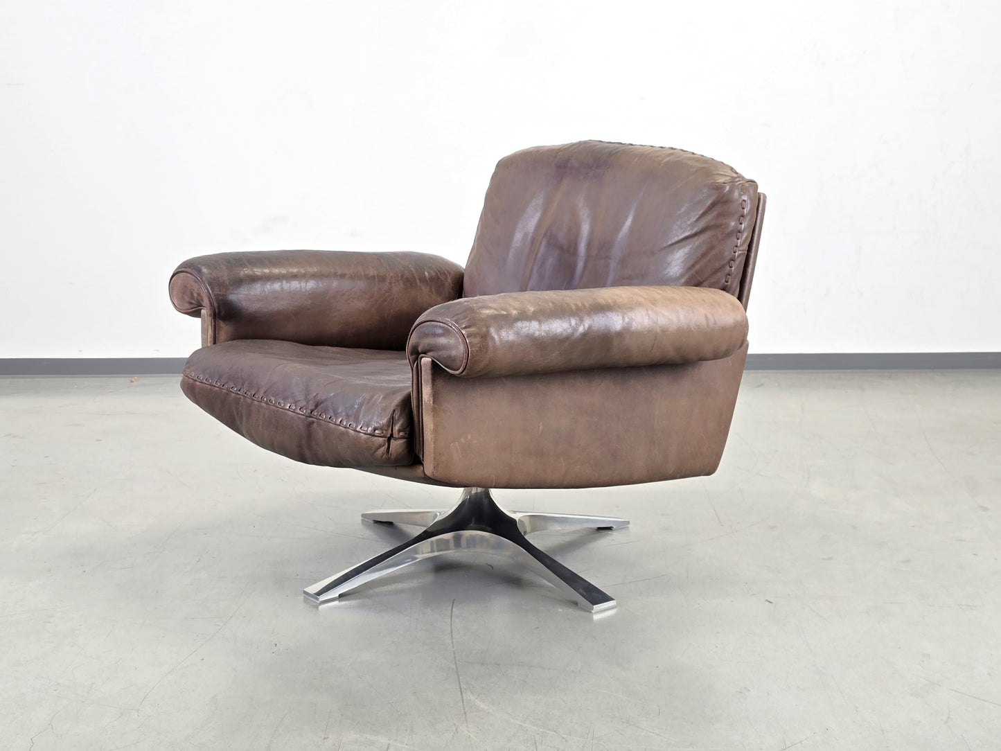 DE SEDE SESSEL ds31 leder metall chrom tv stuhl relax ds35 braun