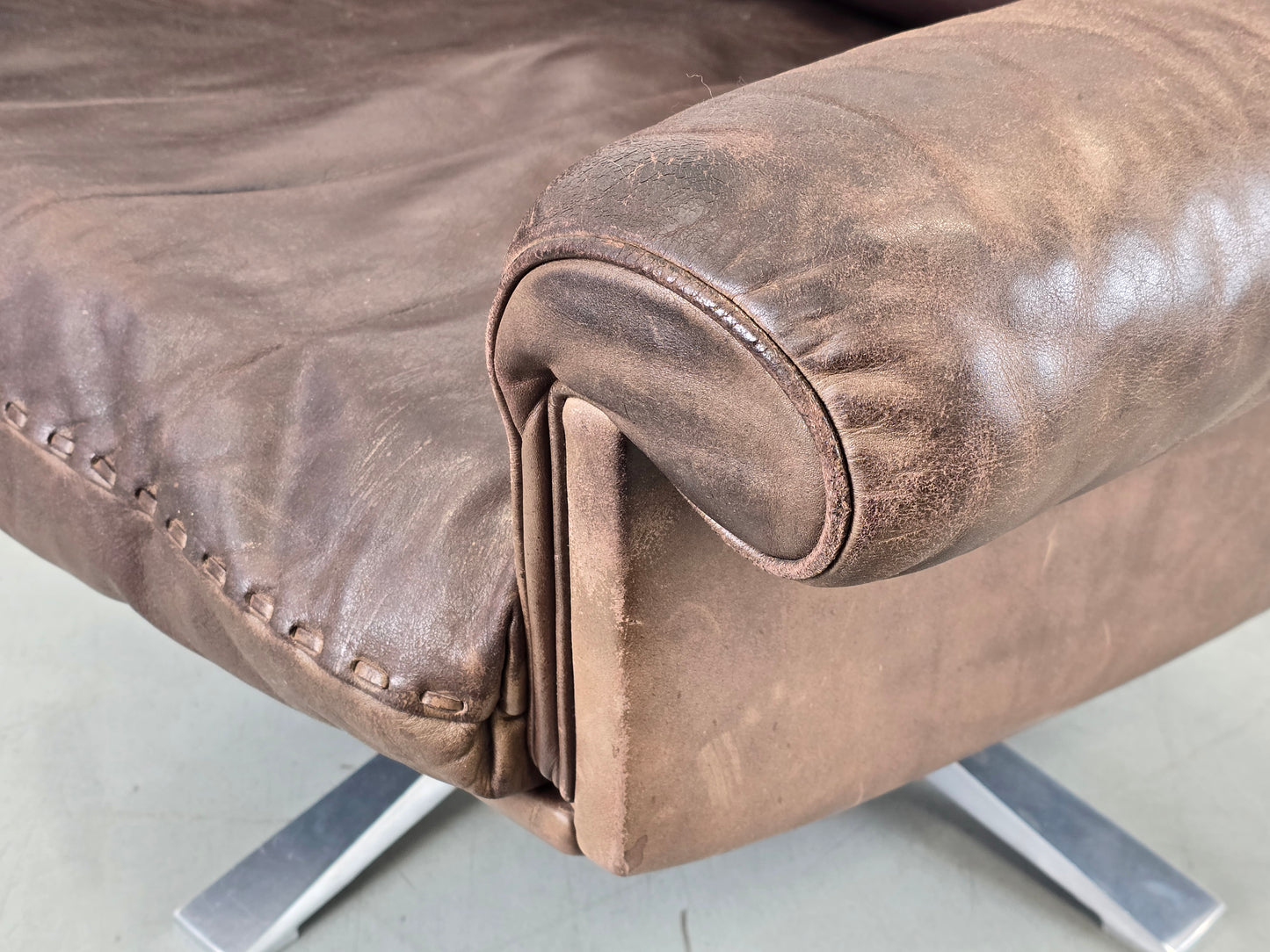 DE SEDE SESSEL ds31 leder metall chrom tv stuhl relax ds35 braun
