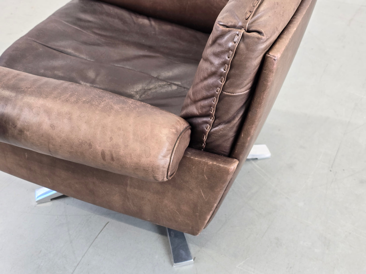 DE SEDE SESSEL ds31 leder metall chrom tv stuhl relax ds35 braun