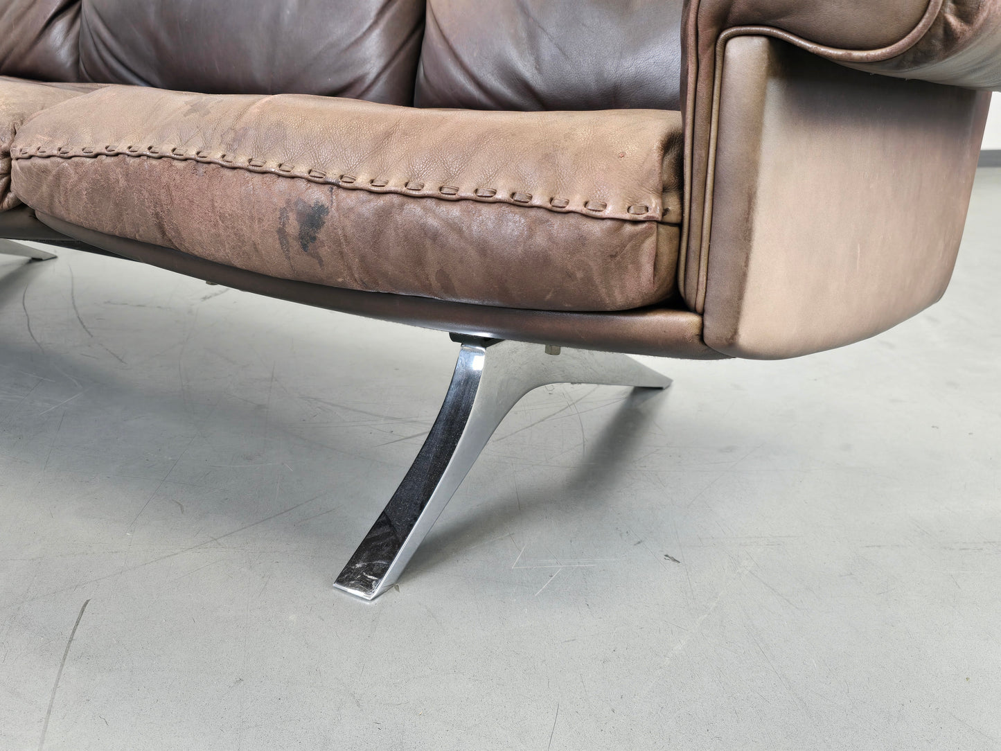 DE SEDE SOFA couch garnitur ds31 leder metall chrom tv sessel relax ds35 braun