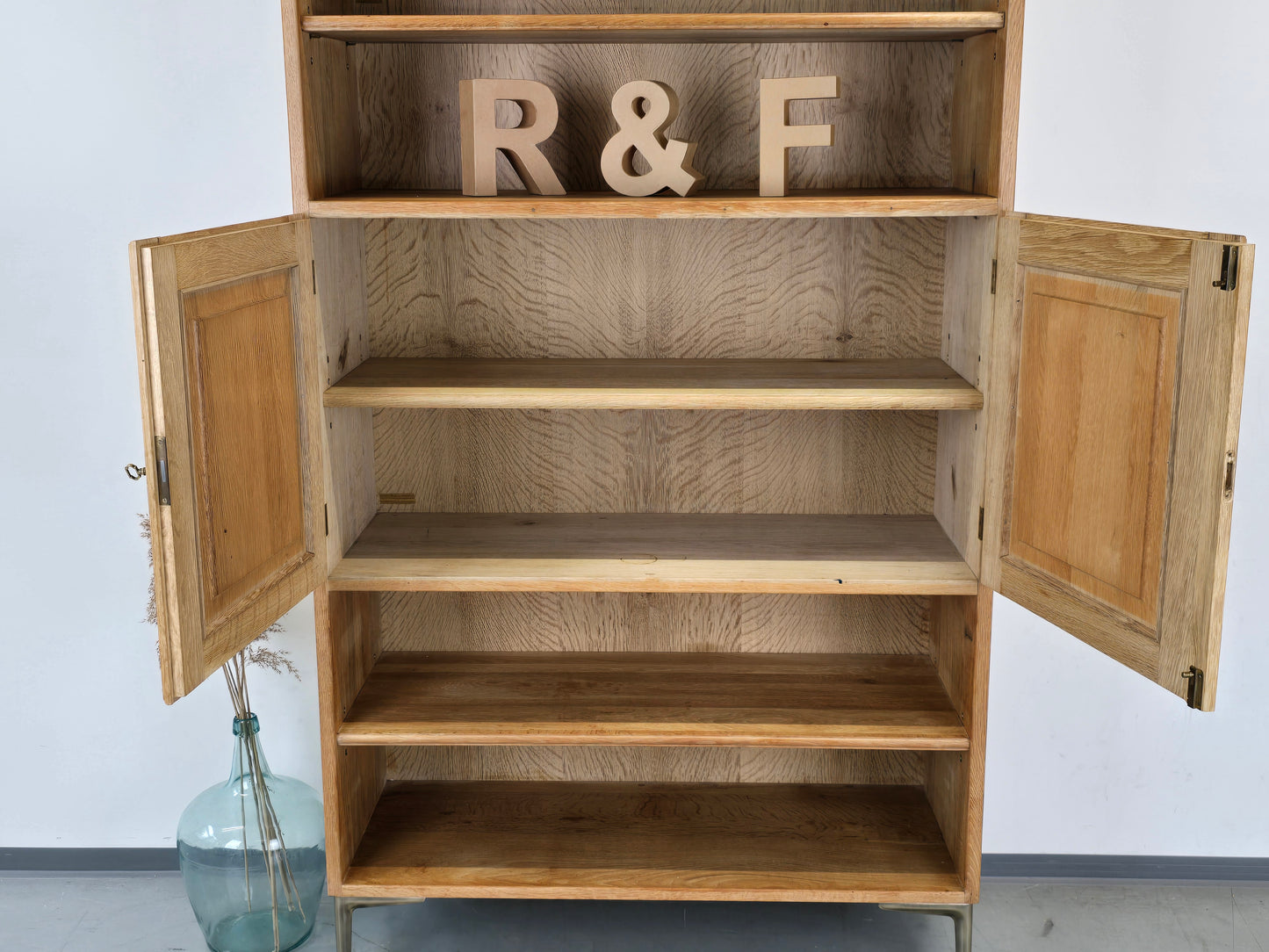 MASSIV EICHE SCHRANK regal bücherregal tv wohnzimmer holz vintage boho