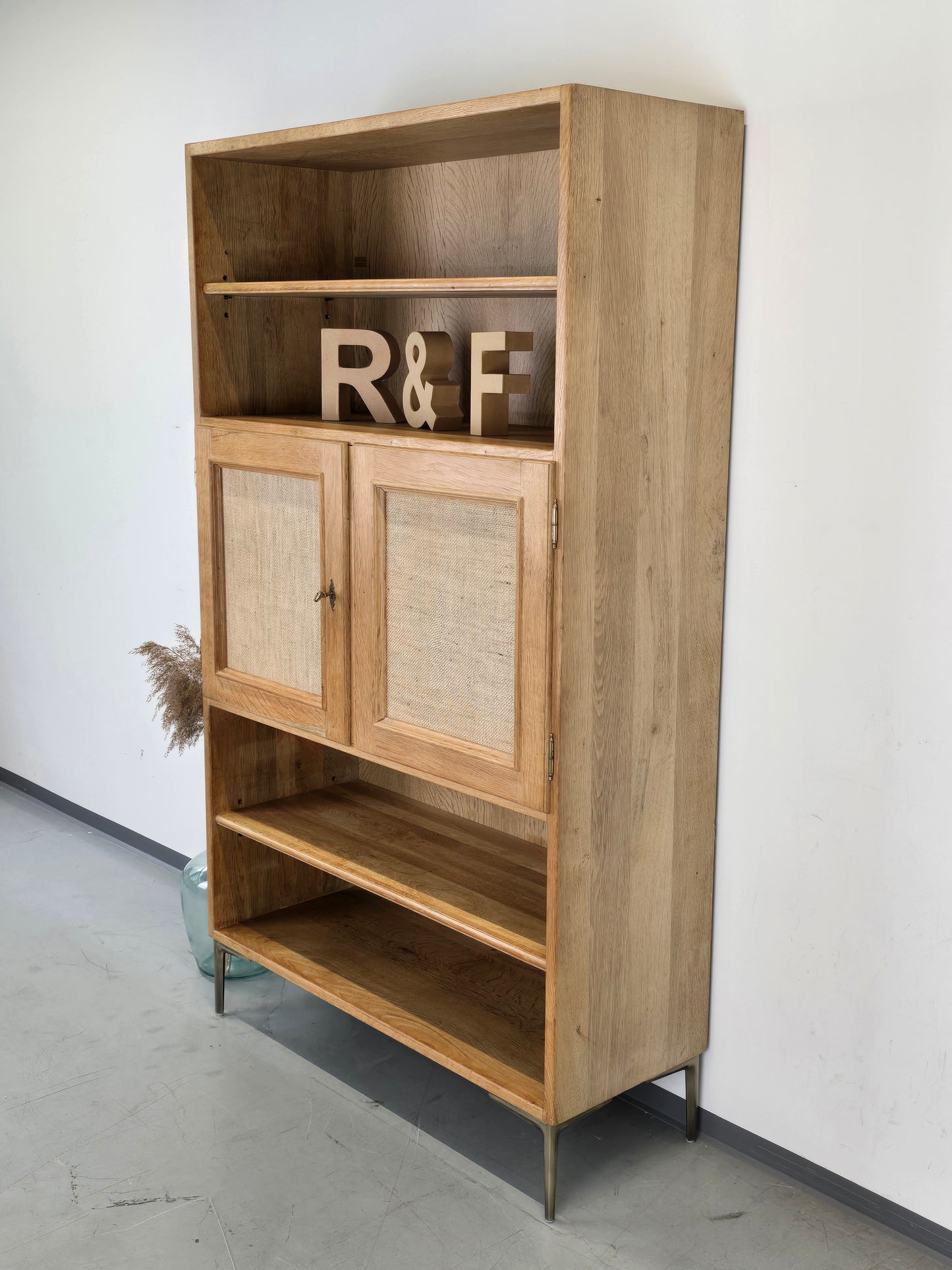 MASSIV EICHE SCHRANK regal bücherregal tv wohnzimmer holz vintage boho
