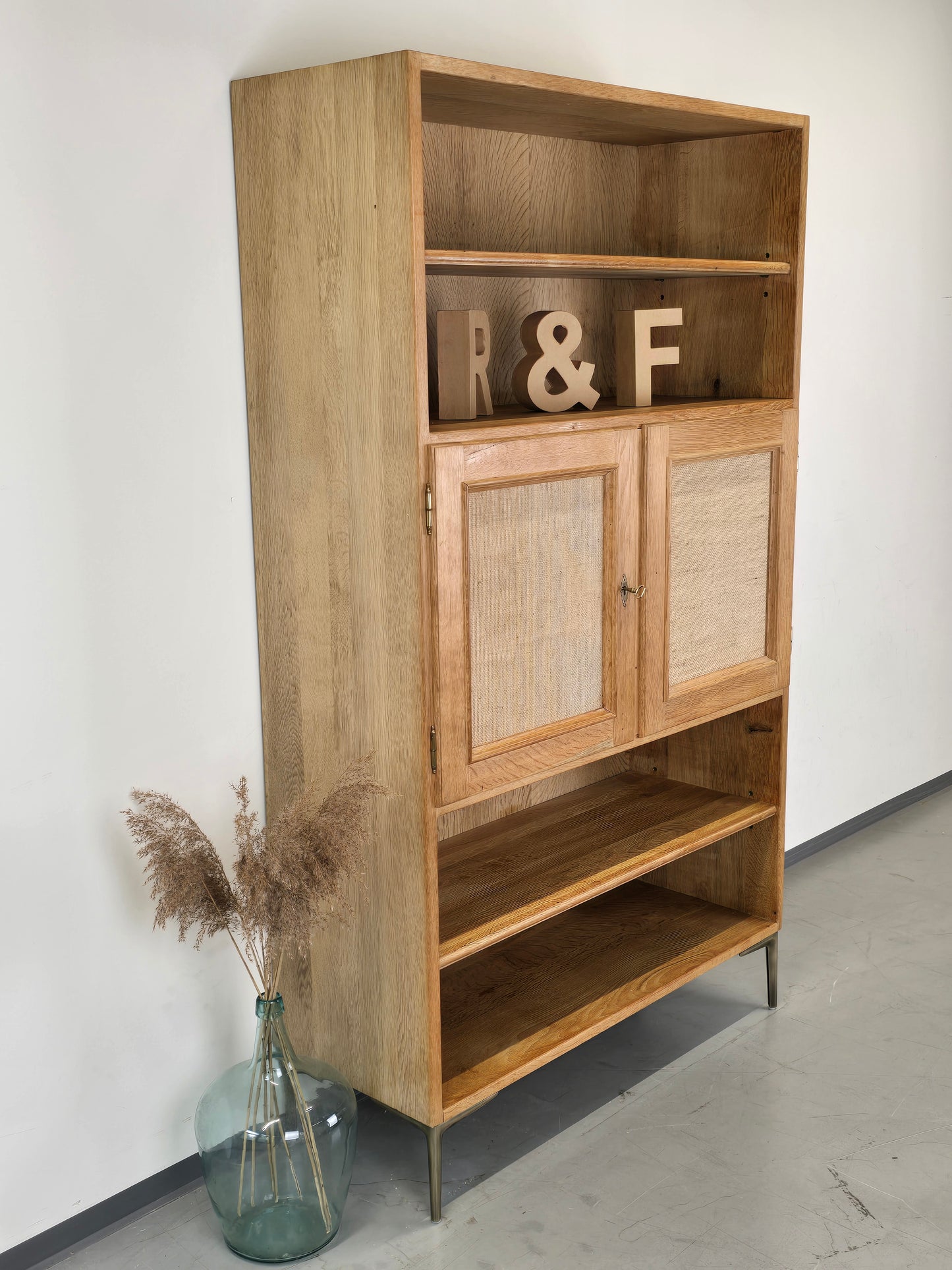 MASSIV EICHE SCHRANK regal bücherregal tv wohnzimmer holz vintage boho