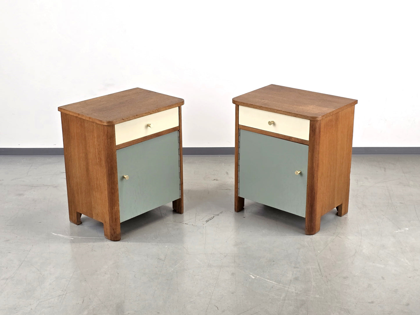 2ER SET VINTAGE NACHTTISCHE holz kommode nachttisch ablage schränkchen