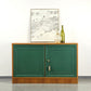 VINTAGE KOMMODE sideboard holz nussbaum tanngrün gold tv möbel wohnzimmer bar