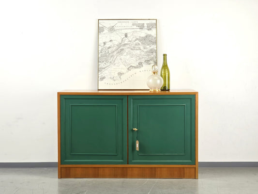 VINTAGE KOMMODE sideboard holz nussbaum tanngrün gold tv möbel wohnzimmer bar