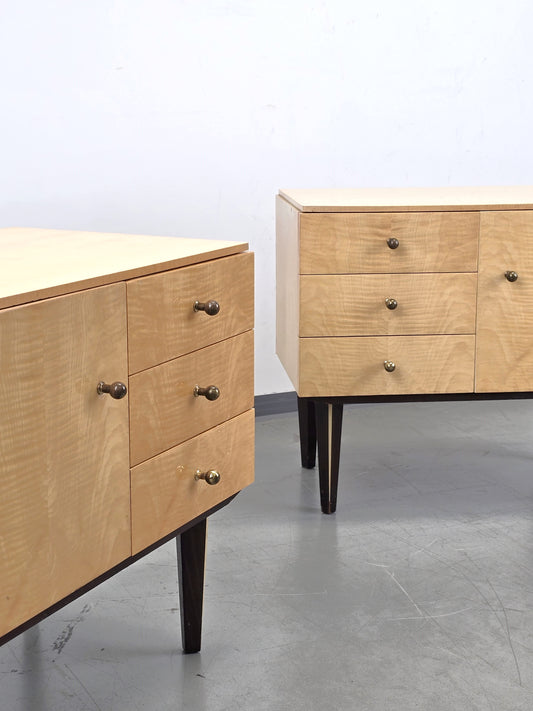 MID CENTURY NACHTTISCH SET vintage holz kommode schlafzimmer ablage