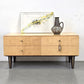 MID CENTURY TV LOWBOARD sideboard kommode holz beige vintage schubladen