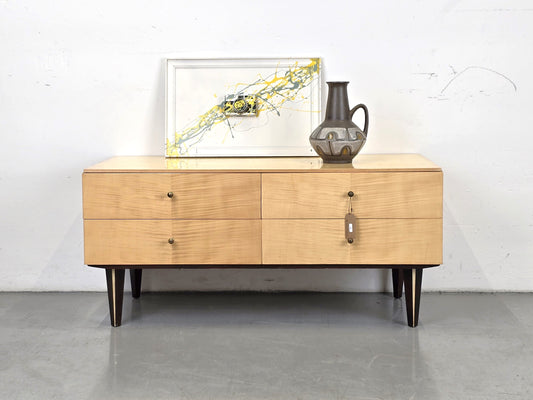 MID CENTURY TV LOWBOARD sideboard kommode holz beige vintage schubladen